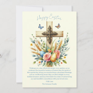 Cartão De Festividades Cruz de Páscoa em Aquarela Personalizada