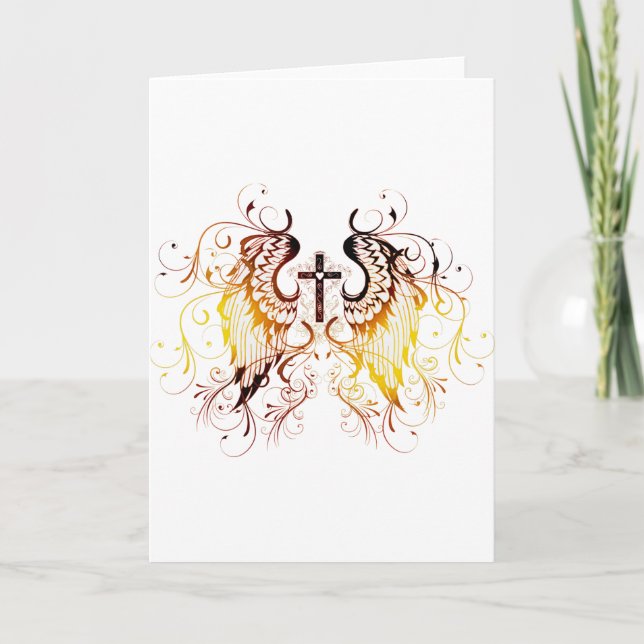Cartão De Festividades Cruz e asas (Frente)