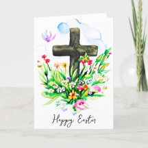 Cruz em aquarela e flores silvestres personalizada