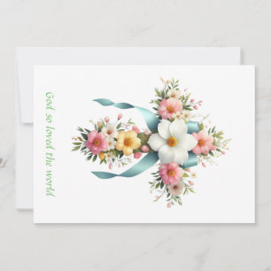 Cartão De Festividades Cruz Floral Colorida de Páscoa/Primavera