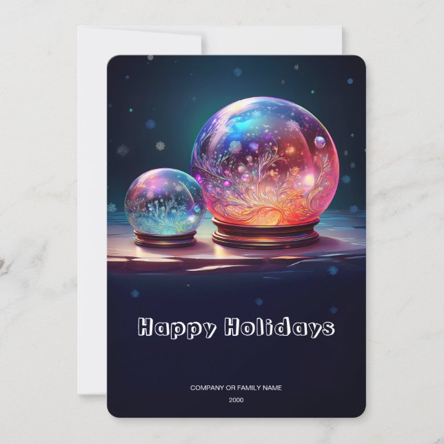 Cartão De Festividades Crystal Snowballs Christmas Holiday Card (Frente)