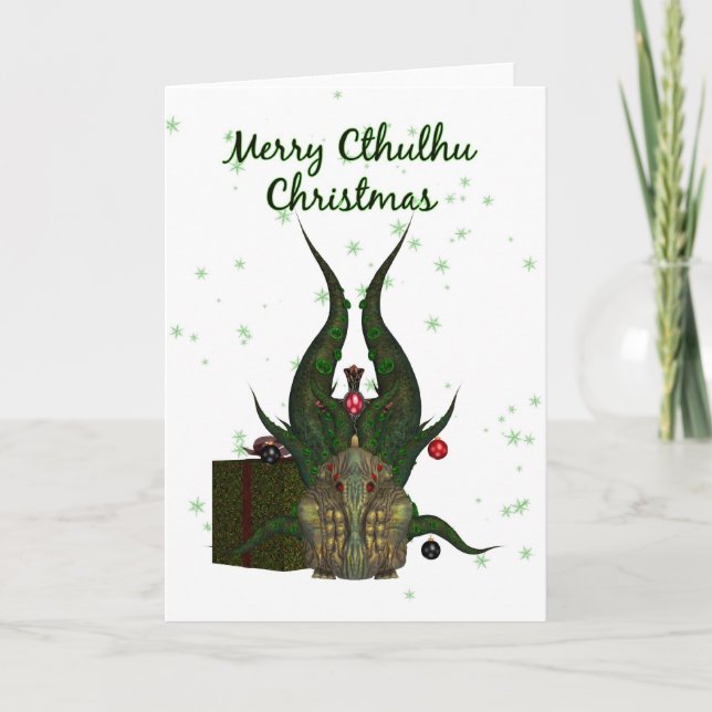 Cartão De Festividades Cthulhu Christmas Card - Cthulhu (Frente)