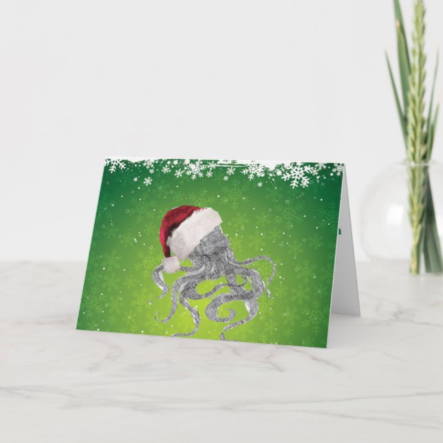 Cartão De Festividades Cthulhu Santa (Frente)