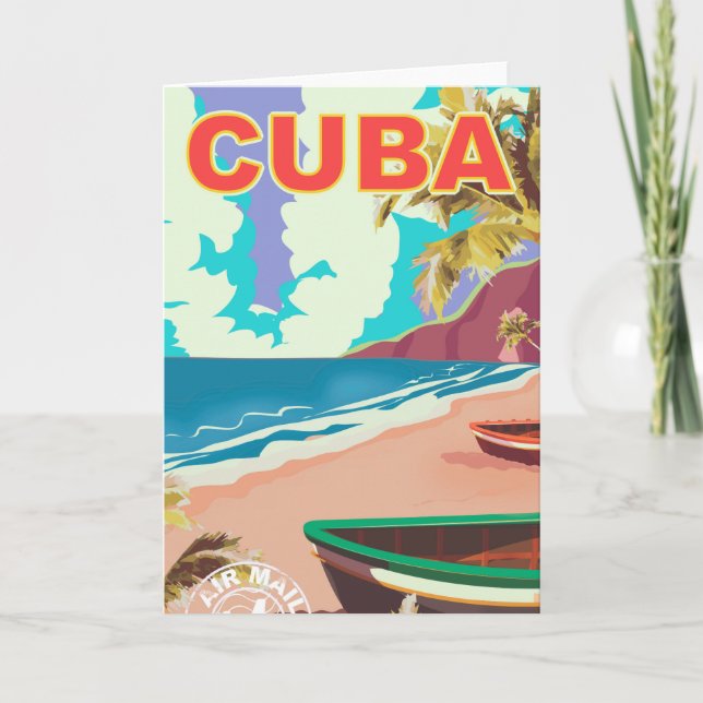 Cartão De Festividades Cuba vintage travel poster (Frente)
