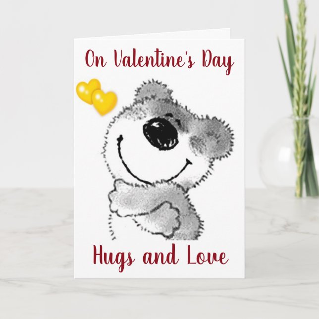 CARTÃO DE FESTIVIDADES **CUDDLY HUGS FROM BEAR** ON VALENTINE'S DAY (Frente)