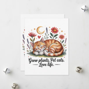 Cartão De Festividades Cultive Plantas Gatos de Estimação Amam a Vida Fof
