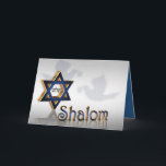 Cartão De Festividades Cumprimento de Shalom Hanukkah<br><div class="desc">gráfico judaico da estrela da estrela de David 3D para o cartão de Hanukkah,  o elemento do convite de Mitzvah do bar,  do cartão ou do design.</div>