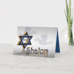Cartão De Festividades Cumprimento de Shalom Hanukkah<br><div class="desc">gráfico judaico da estrela da estrela de David 3D para o cartão de Hanukkah,  o elemento do convite de Mitzvah do bar,  do cartão ou do design.</div>