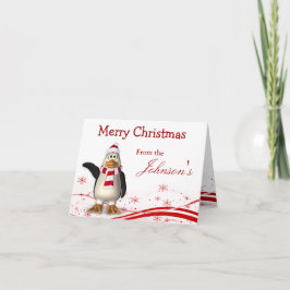 Cartão De Festividades Cumprimento do Natal do pinguim de Papai Noel dos