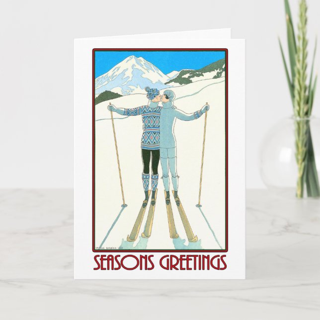 Cartão De Festividades Cumprimentos das estações - George Barbier - 1925 (Frente)