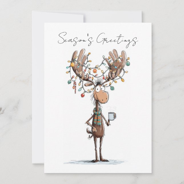 Cartão De Festividades Cumprimentos de estação com alce (Frente)