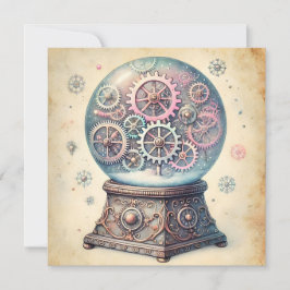 Cartão De Festividades Cumprimentos de Papel de Natal Steampunk Pastel em