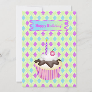 Cartão De Festividades Cupcake com Cereja, Aniversário