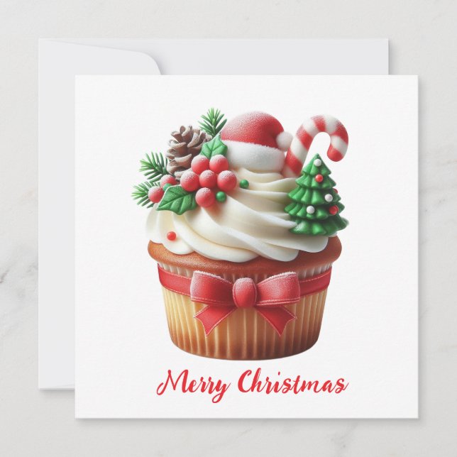 Cartão De Festividades Cupcake de Natal (Frente)