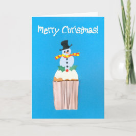 Cartão De Festividades Cupcake de Natal com Snowman