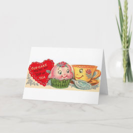 Cartão De Festividades Cupcake Vintage E Placa De Dia de os namorados Tea