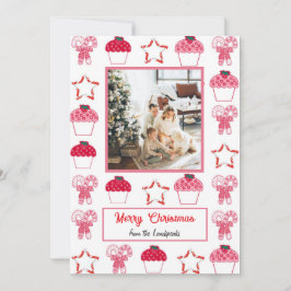 Cartão De Festividades Cupcakes de morango de Natal e Cana-de-Açúcar