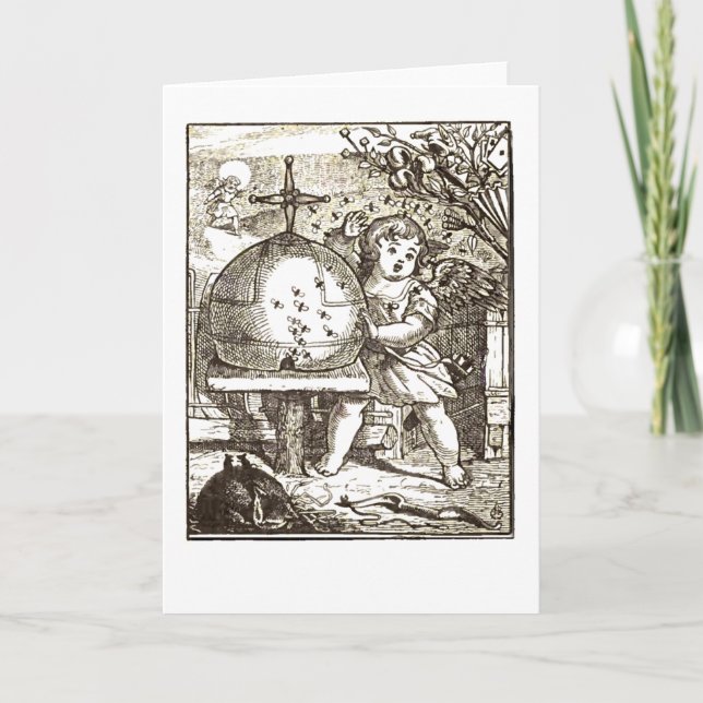 Cartão De Festividades Cupid attacked by Bees (Frente)