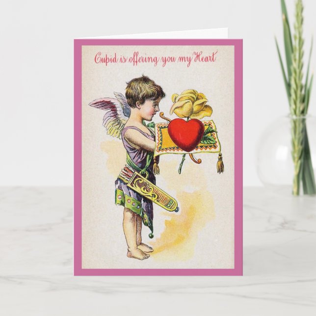 Cartão De Festividades Cupid Is Offering You My Heart (Frente)