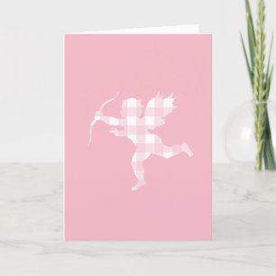 Cartão De Festividades Cupido de Xadrez Rosa