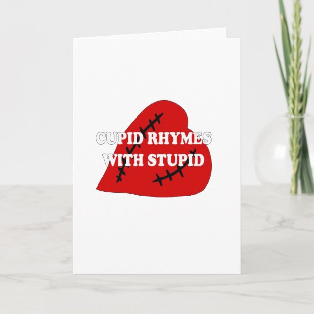 Cartão De Festividades Cupido Rhymes Com Estúpidos (Frente)