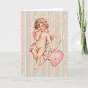 Cartão De Festividades Cupido rosa em Rosas