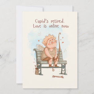 Cartão De Festividades Cupido se aposentou. O amor agora é online