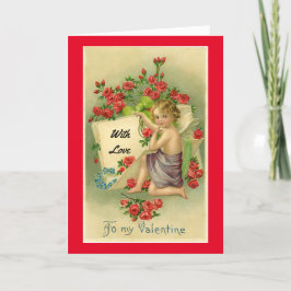 Cartão De Festividades Cupido Vintage Com Placa De Rolagem