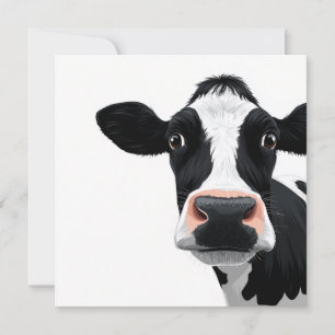 Cartão De Festividades Curiosidade de Vaca em Close-Up