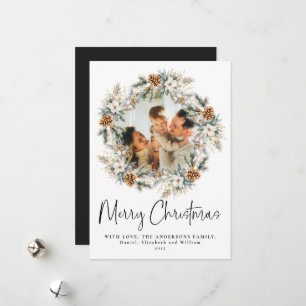 Cartão De Festividades Curva Botânica Elegante de Script Natal da foto