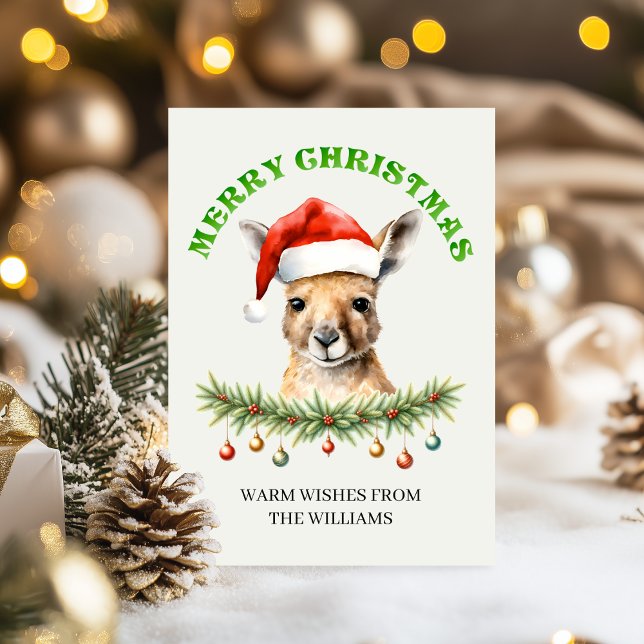 Cartão De Festividades Custom Aussie Wildlife Roo Family Christmas Card (Criador carregado)