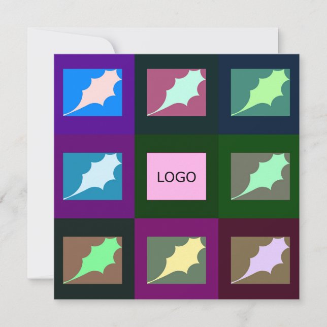 Cartão De Festividades Custom Business Logo and Wish, Elegant Leaf Art (Frente)