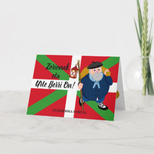 Cartão De Festividades Custom Christmas greeting, Olentzero + Ikurriña: