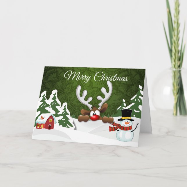 Cartão De Festividades Custom Christmas Reindeer Games Greeting Card (Frente)