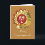 Cartão De Festividades Custom Decorative Turkey Menorah<br><div class="desc">Decorative whimsical Thanksgiving turkey with a Hanukkah menorah. Personalize the front greeting and inside message for a unique Thanksgivukkah card! © StudioMetzger.com using images © GraphicMarket. All rights reserved.</div>