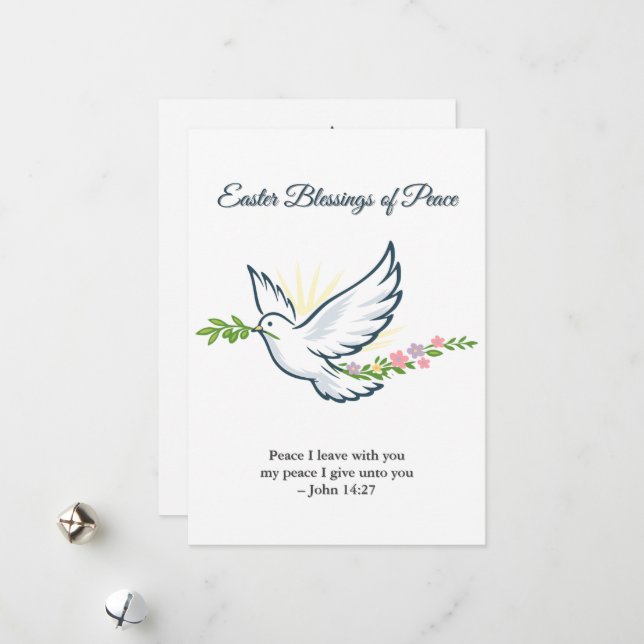 Cartão De Festividades Custom Easter Dove Greeting Card with Olive Branch (Frente/Verso In Situ)