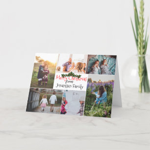 Cartão De Festividades Custom Editable Multi Photo, Name Text Christmas