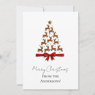 Cartão De Festividades Custom Elegant Reindeer Tree Christmas Card