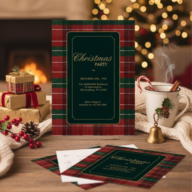 Cartão De Festividades Custom Elegant Tartan Plaid  Christmas RSVP (Criador carregado)