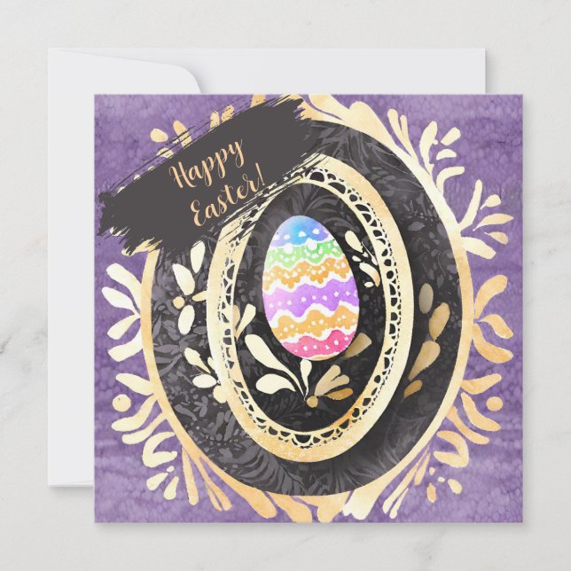 Cartão De Festividades Custom Family Happy Easter Watercolour Egg (Frente)
