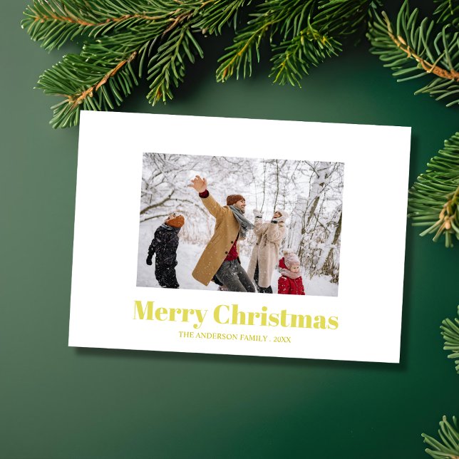 Cartão De Festividades Custom family photo elegant modern christmas  Card (Criador carregado)