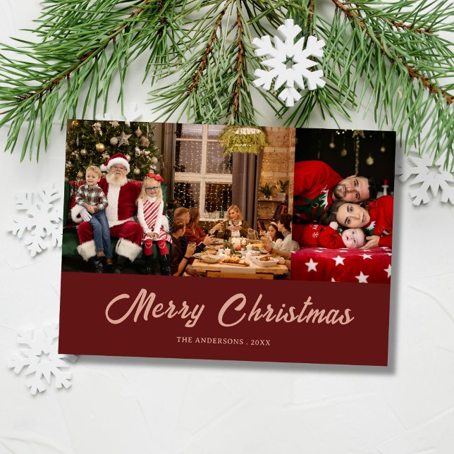 Cartão De Festividades custom family photo merry christmas Card (Criador carregado)