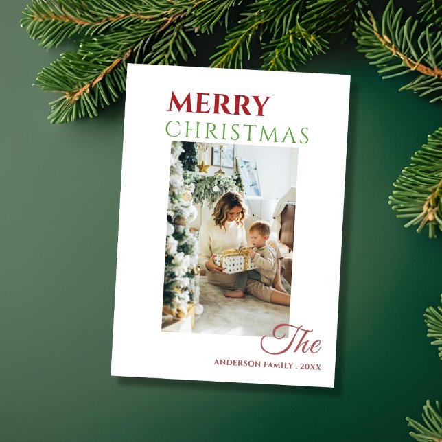 Cartão De Festividades Custom family photo unique merry christmas Card (Criador carregado)