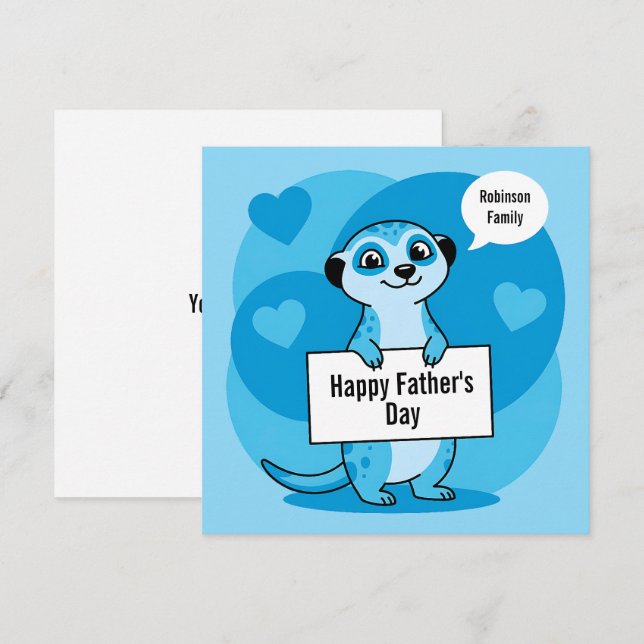 Cartão De Festividades Custom Father’s Day Cute Meerkat Illustration (Frente/Verso)