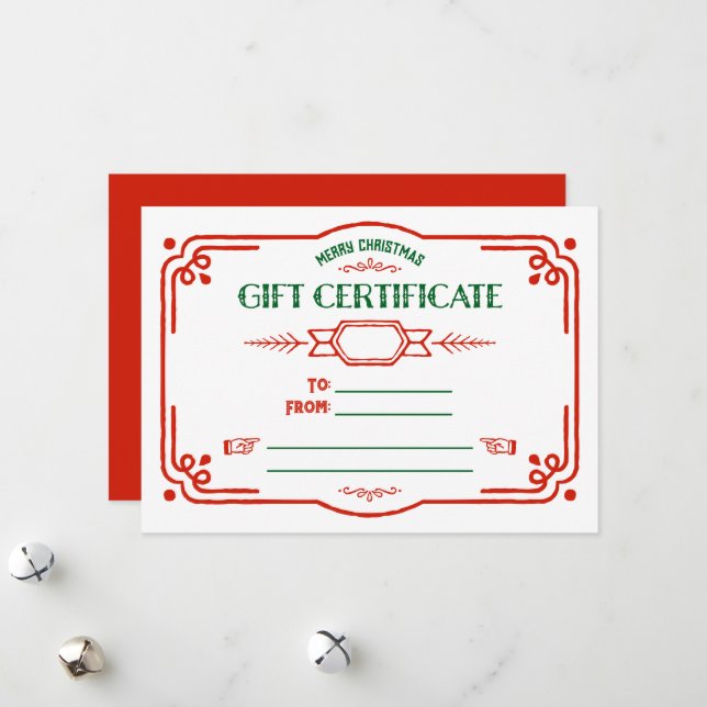 Cartão De Festividades Custom Fill in the Blank Holiday Gift Certificate (Frente/Verso In Situ)