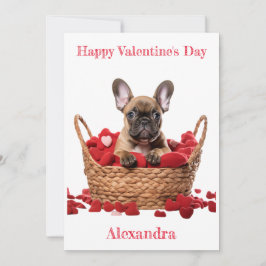 Cartão De Festividades Custom French Bulldog Hearts in Basket Valentine