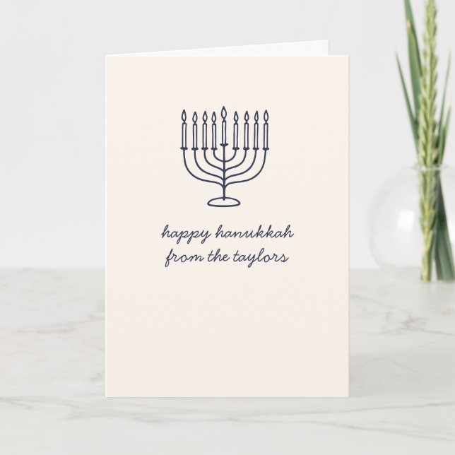Cartão De Festividades Custom Hanukkah Menorah Minimalist Doodle Letter (Frente)