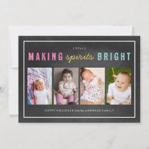 Cartão De Festividades Custom Holiday Chalkboard Christmas Photo Collage