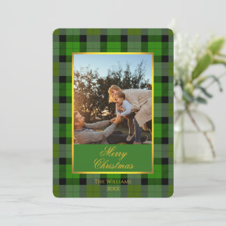 Cartão De Festividades Custom Holiday Photo Card in Traditional Plaid