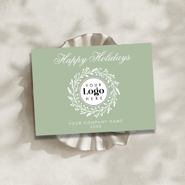 Cartão De Festividades Custom Logo Sage Christmas Business Thank You Card (Criador carregado)